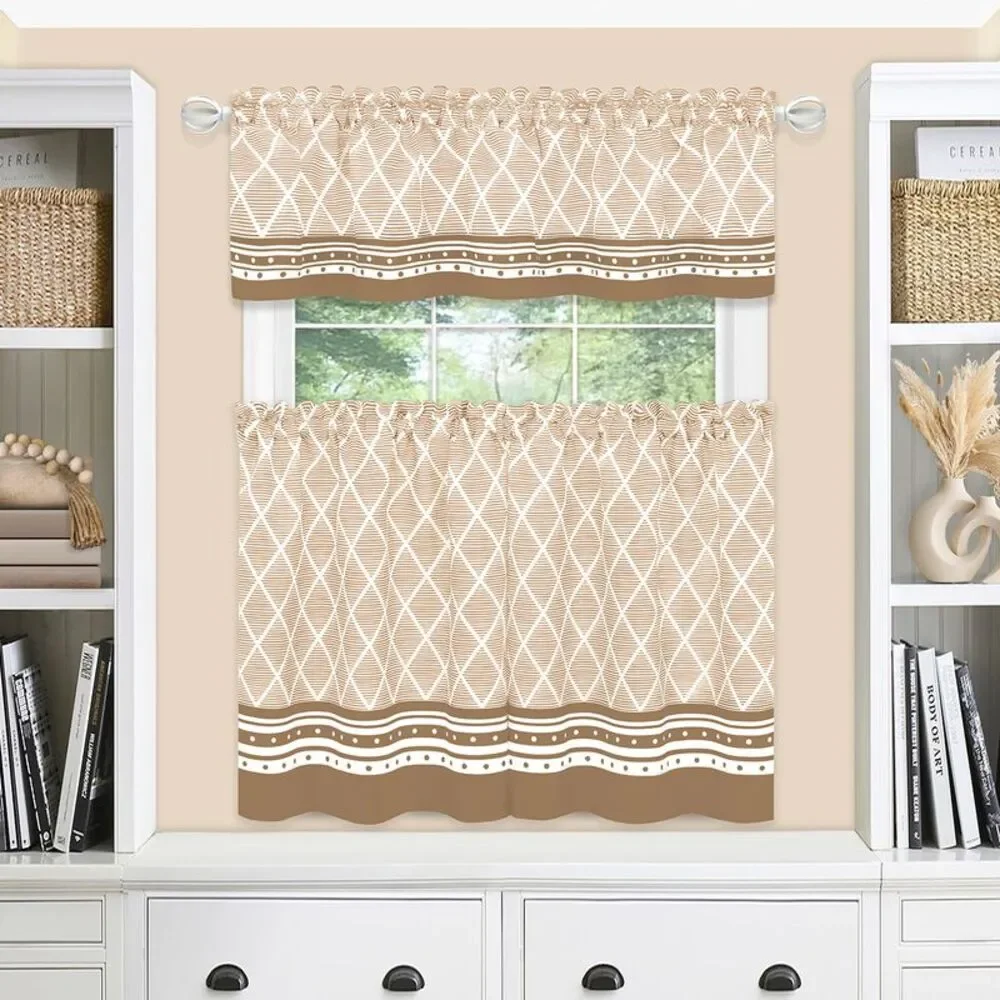 Achim Home Furnishings 3-Piece Boho Window Kitchen Curtain Set, 58